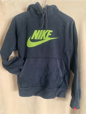Boy’s NIKE Navy Hoodie with Lime Logo